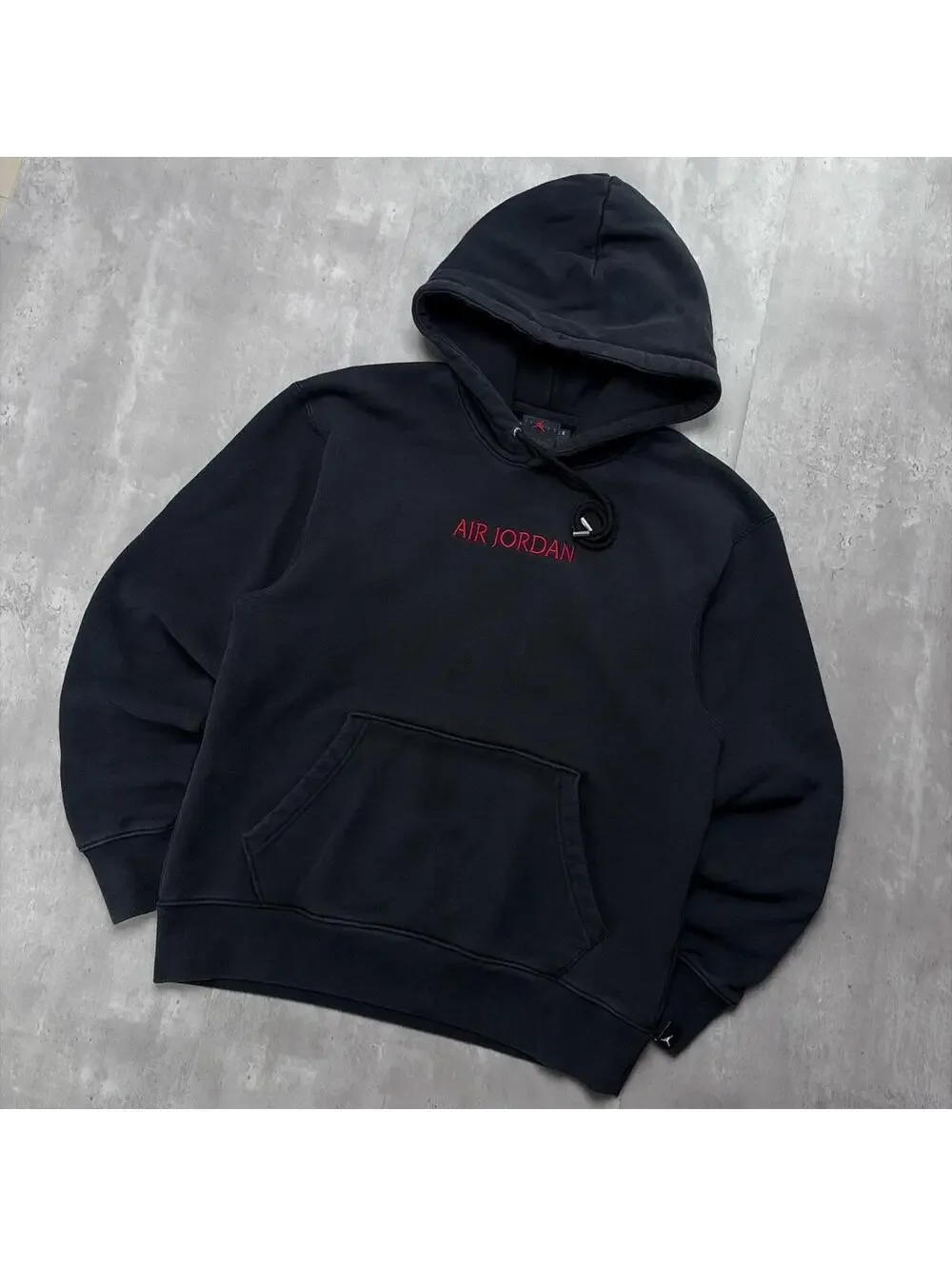 Y2K Black Air Jordan Grunge Distressed Heavyweight Skater Hoodie